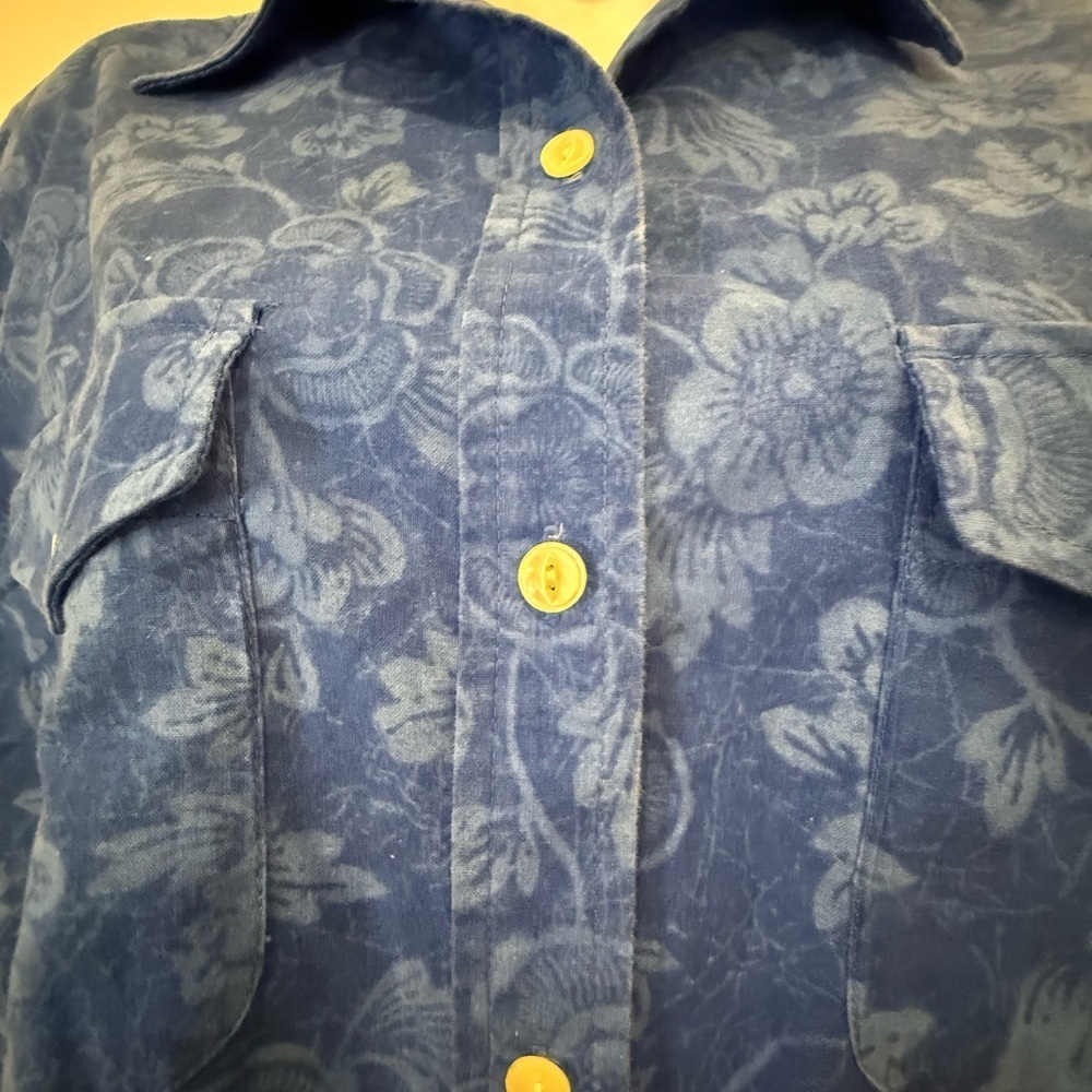 Ralph Lauren Indigo Floral Button Up Shirt Size Large - Picture 2 of 6